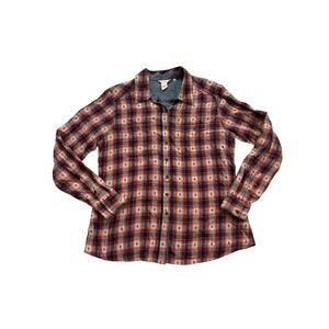 Sundance Plaid Geo Print Chambray Cotton Button Down Shirt L Westerncore Boho